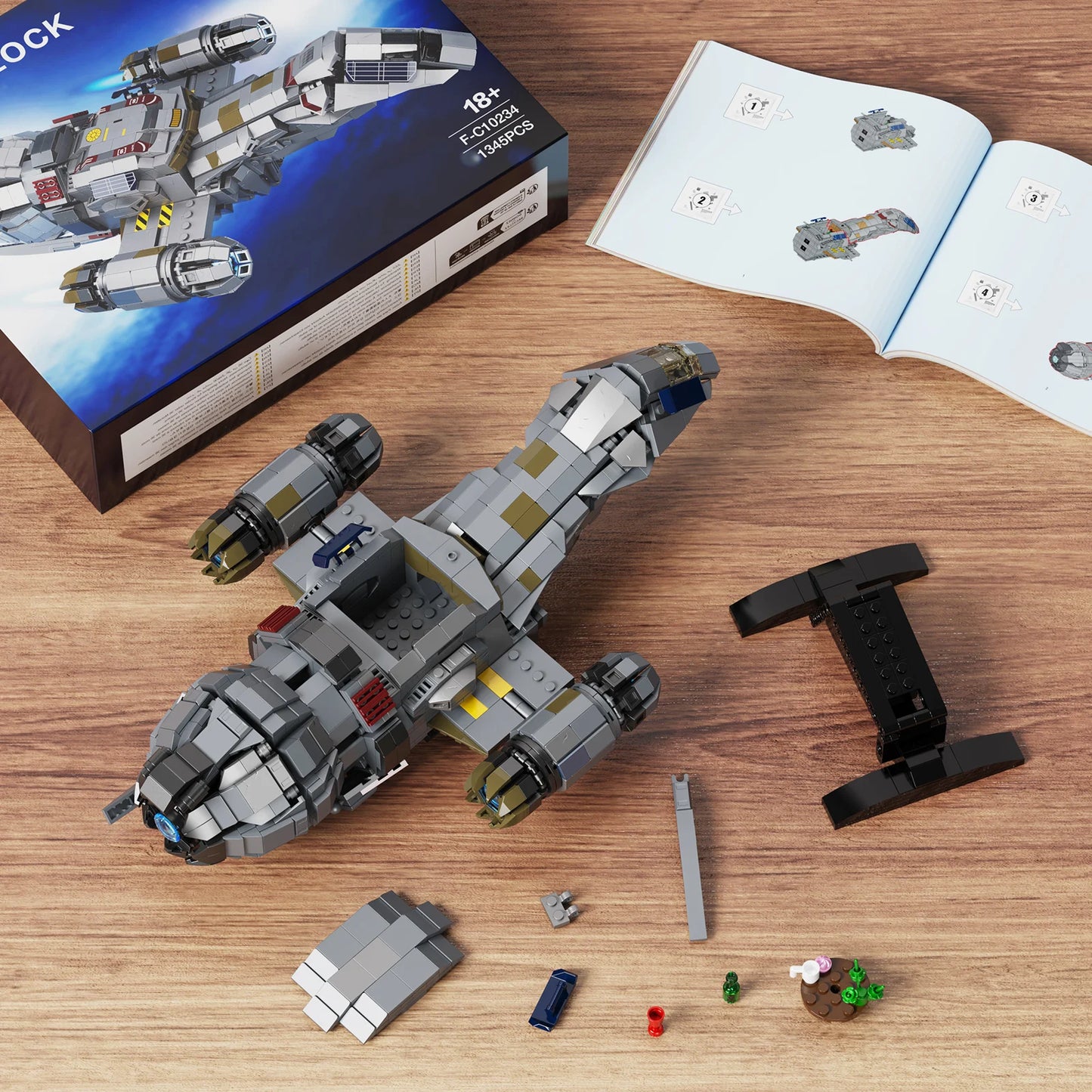Spaceship Building Blocks Shuttle with Display Stand for kids, families and Space Fans(1345 Pieces).