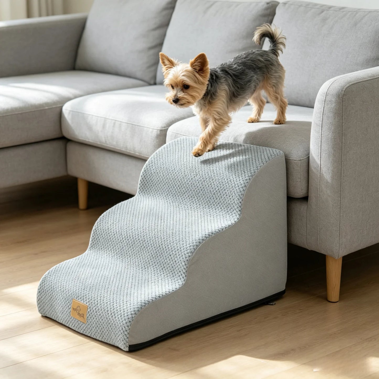 Curved Dog Steps Ramp For Small Dogs With Removable Cover