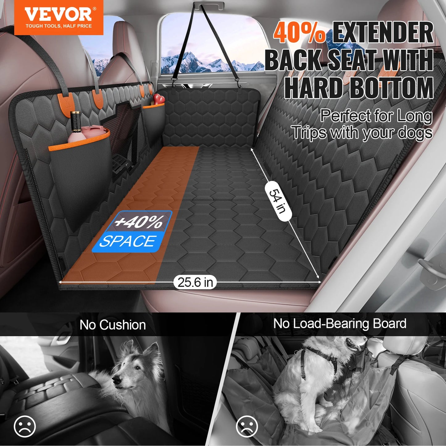 Dog Car Seat Cover for Back Seat Bed with Mesh Window and Storage Pocket, Supports 350lbs, Dog Hammock