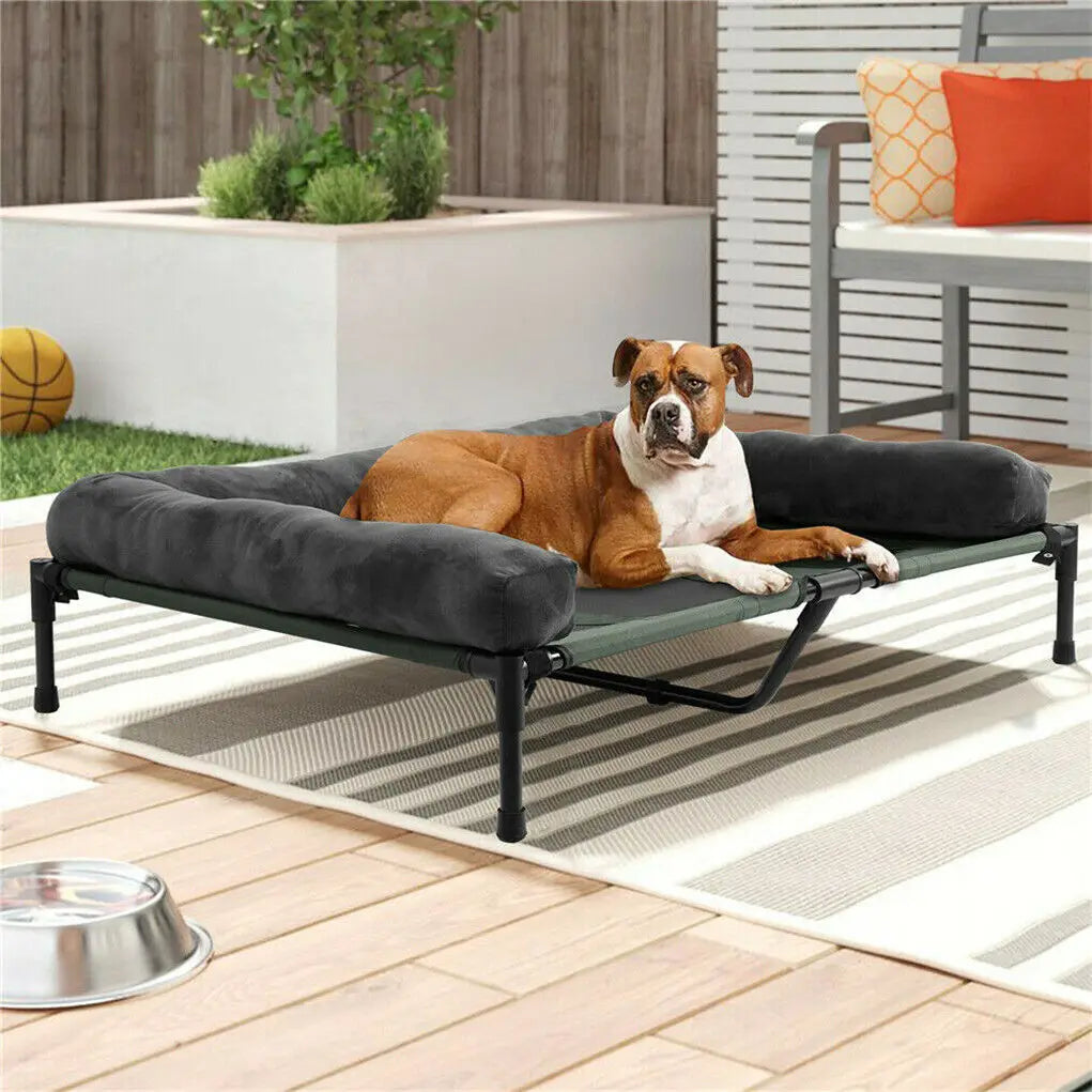 Elevated Pet Bed Lounger For Dogs And Cats, Washable bolsters with mesh floor to promote airflow on Hot Days