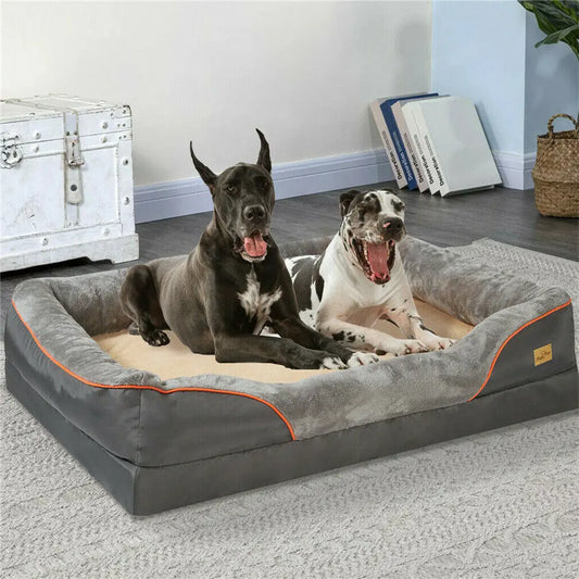 Large Orthopedic Dog Bed with Memory Foam, Waterproof Elevated Bolster with Removable, Washable Cover for your favorite Jumbo Canine