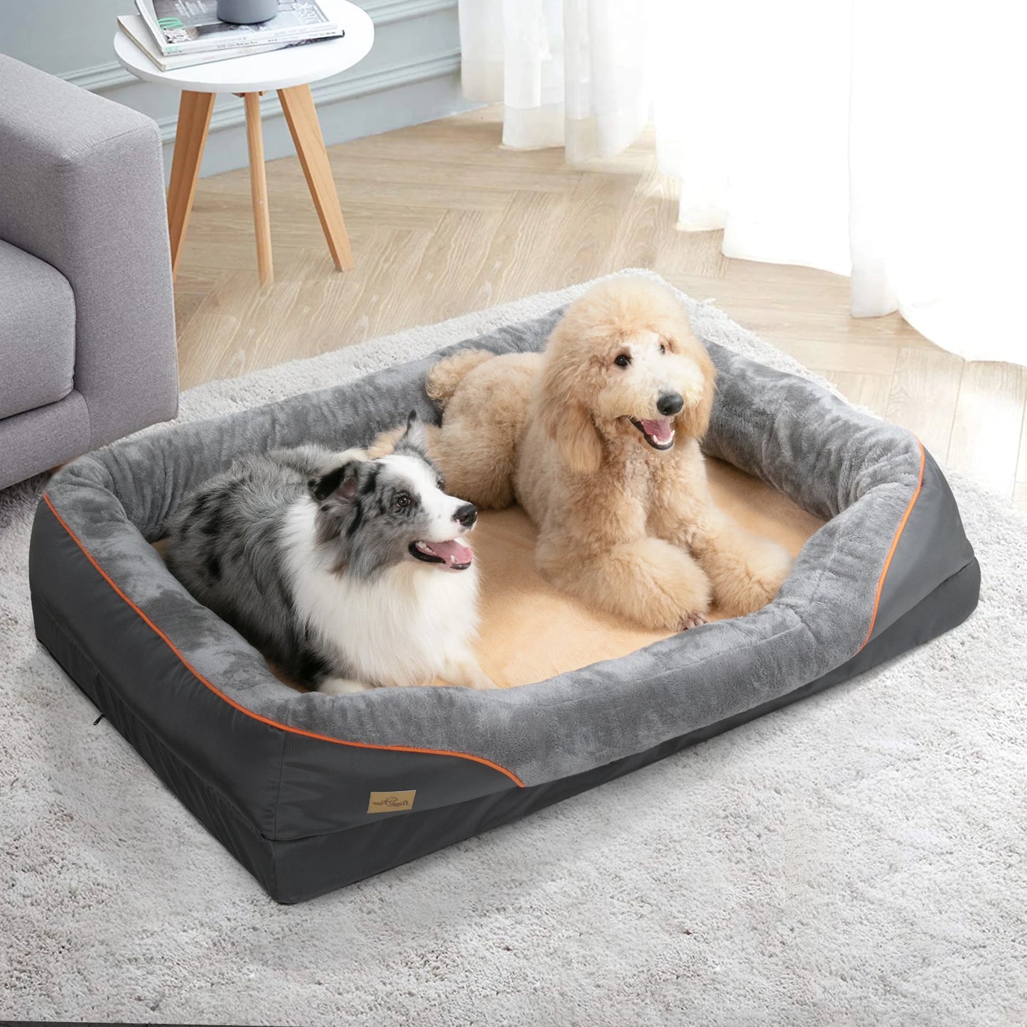 Large Dog Bed, Comfortable Anti Allergy Fleece with Removable Washable Cover.