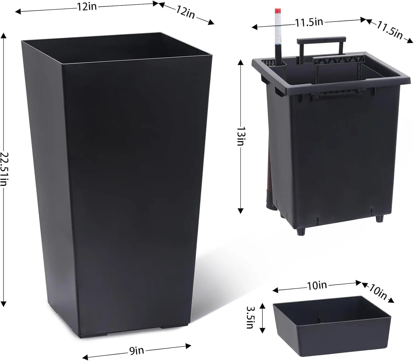 HobbyLane 2 Pack Indoor Outdoor Taper Planters With Shelf Insert