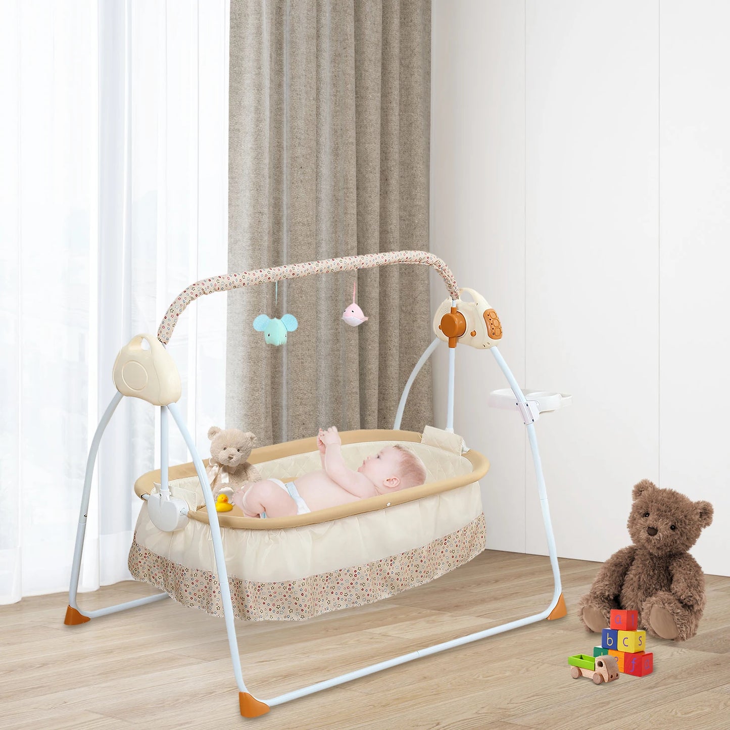 Infant Cradle With Music And Mosquito Net Automatic Swing