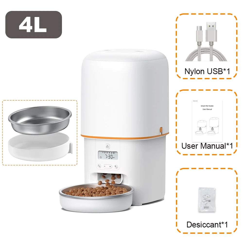 Nityers Automatic Pet Food Dispenser With Key Control Voice Recorder