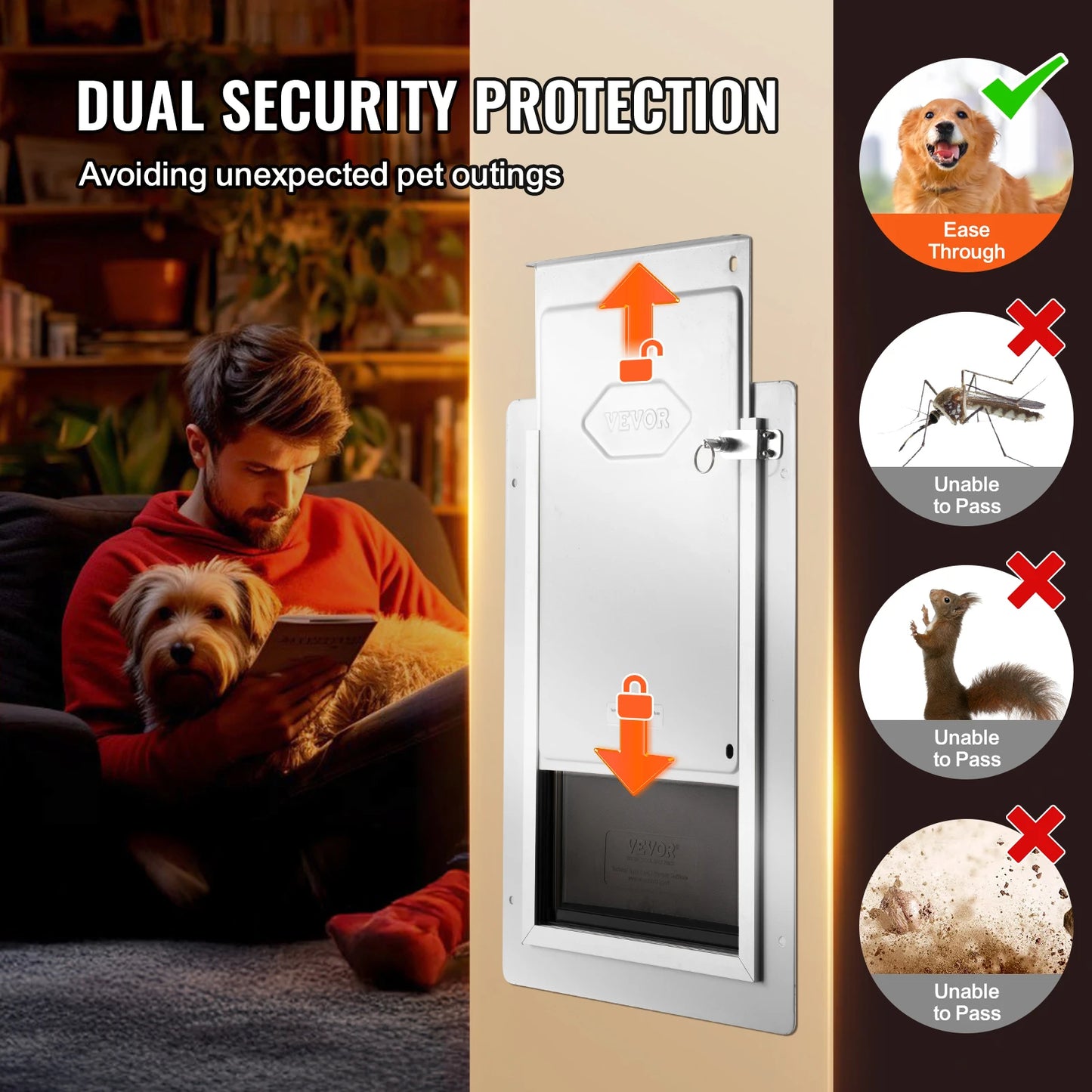 Pet Door With Metal Frame Lock Three Flap System Weatherproof