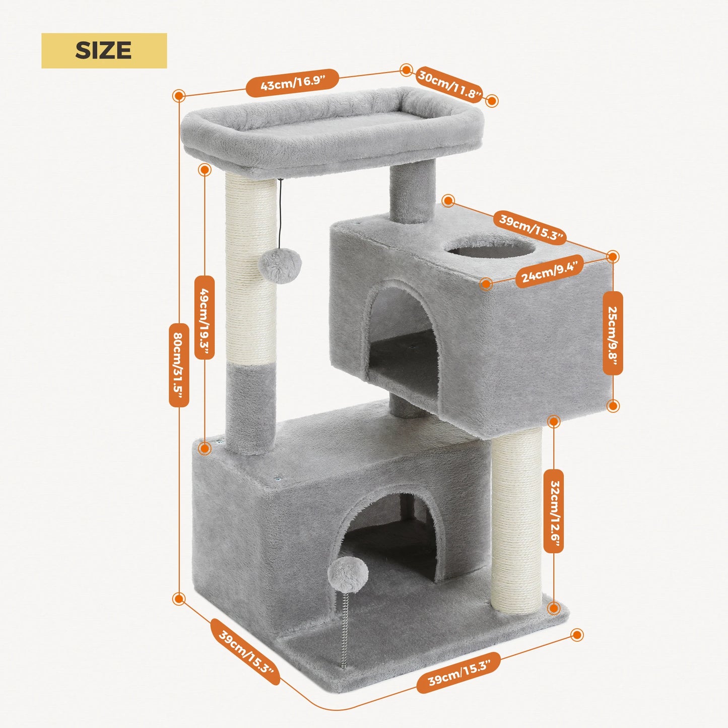 Indoor Multi-Level Cat Tower With Sisal Scratching Pads for exercise, resting, observing
