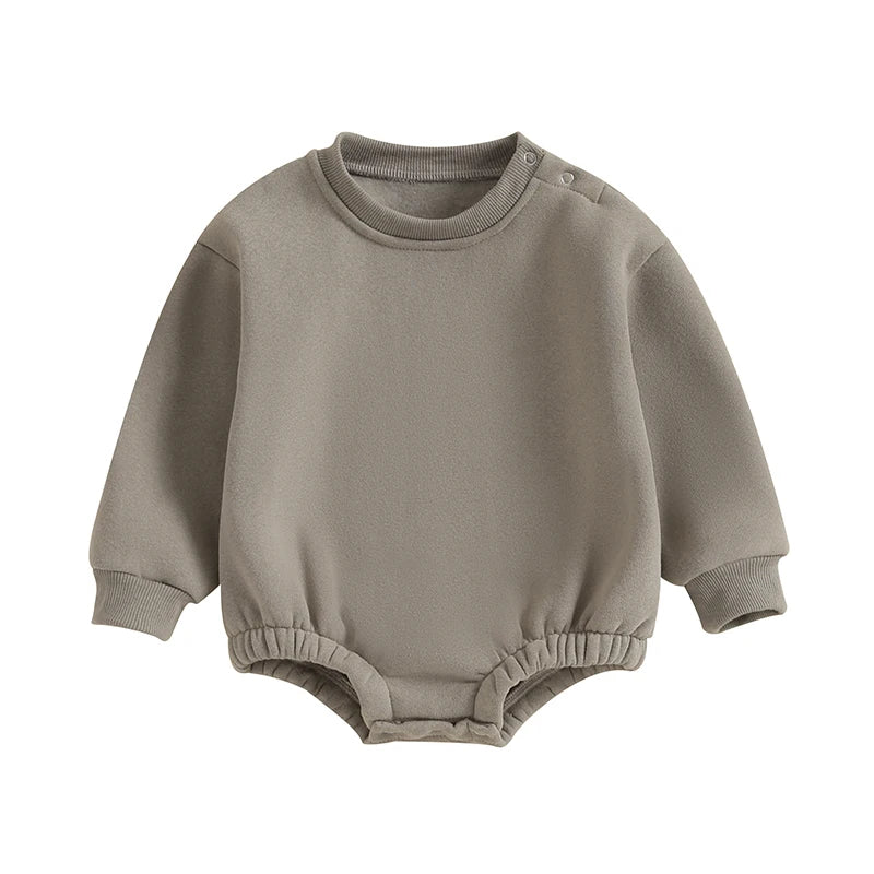 Infant Fleece Hooded Romper Unisex Jumpsuit Soft Cozy