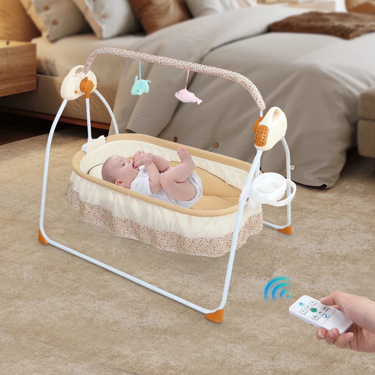 Infant Cradle With Music And Mosquito Net Automatic Swing