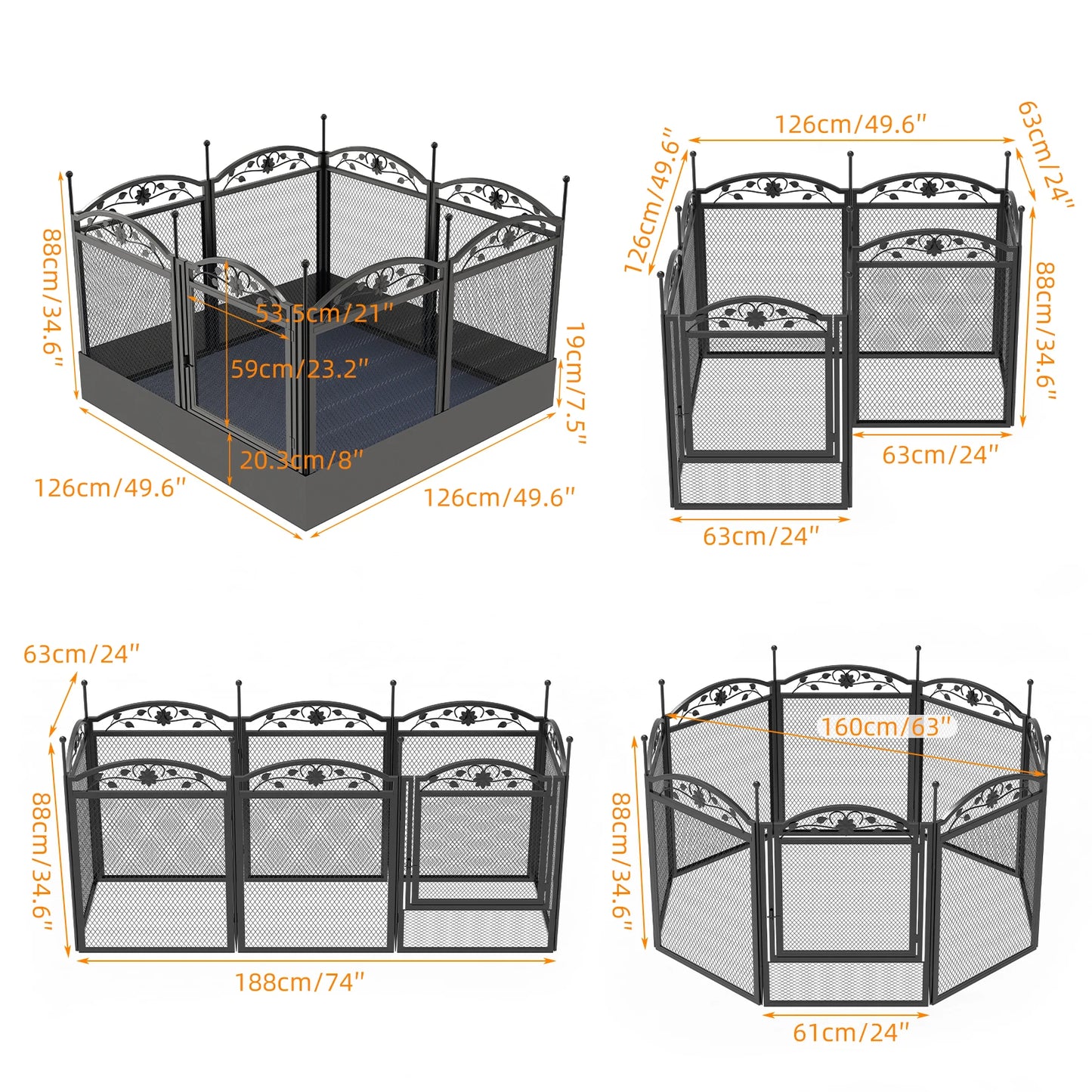 8 Panel Heavy Duty Dog Fence or Playpen for Pets