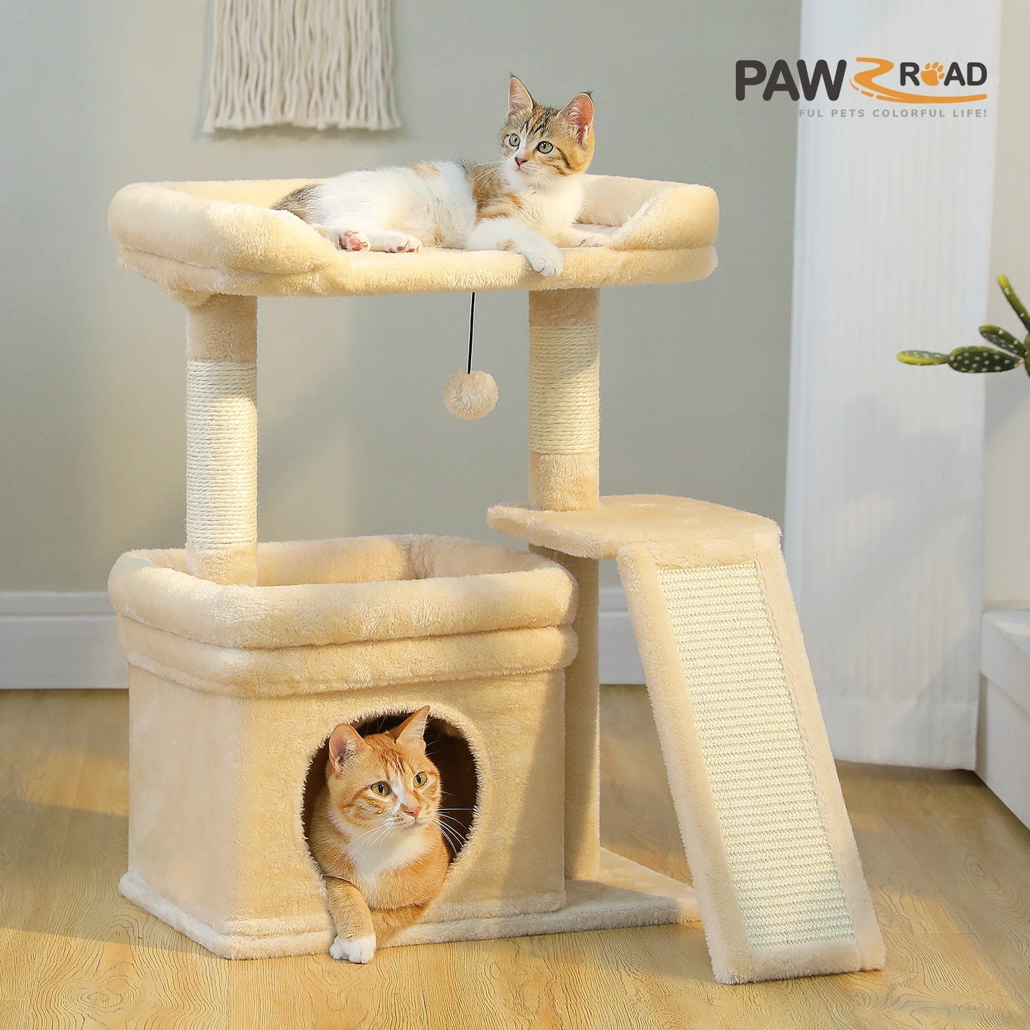 2 Story Cat Tree With Sisal Scratching Post for places to rest and observe for 2 Cat families