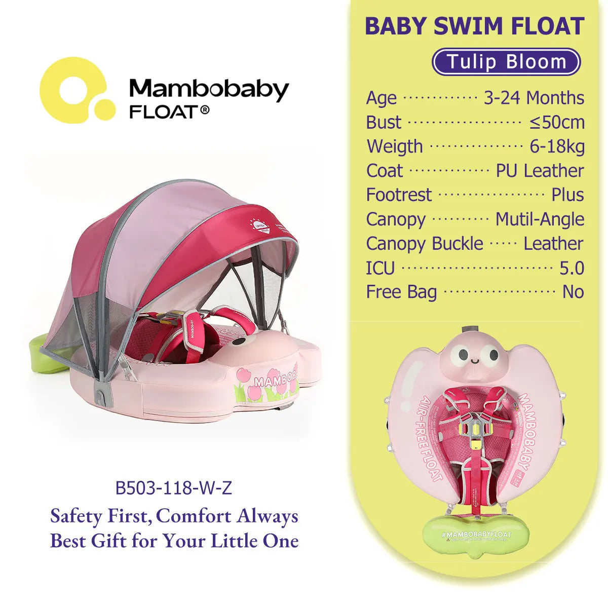 Non-Inflatable Baby Pool Float With Parasol for Adult Supervised Pool time with Littles