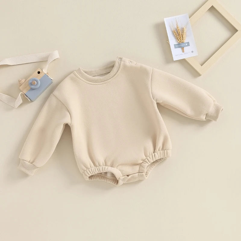 Infant Fleece Hooded Romper Unisex Jumpsuit Soft Cozy