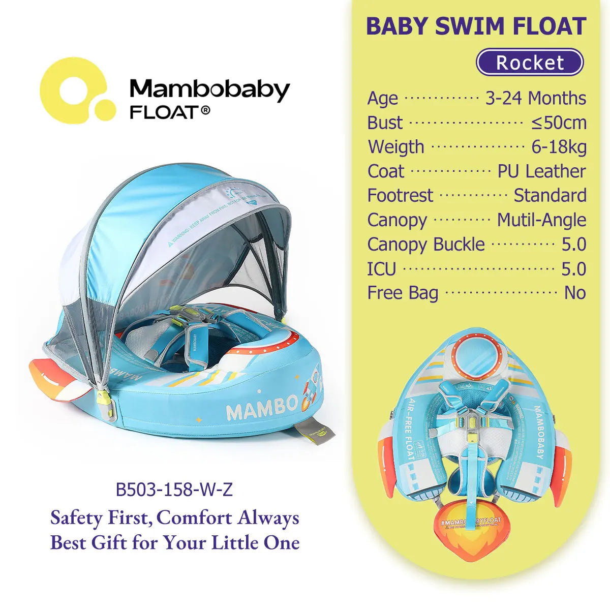 Non-Inflatable Baby Pool Float With Parasol for Adult Supervised Pool time with Littles