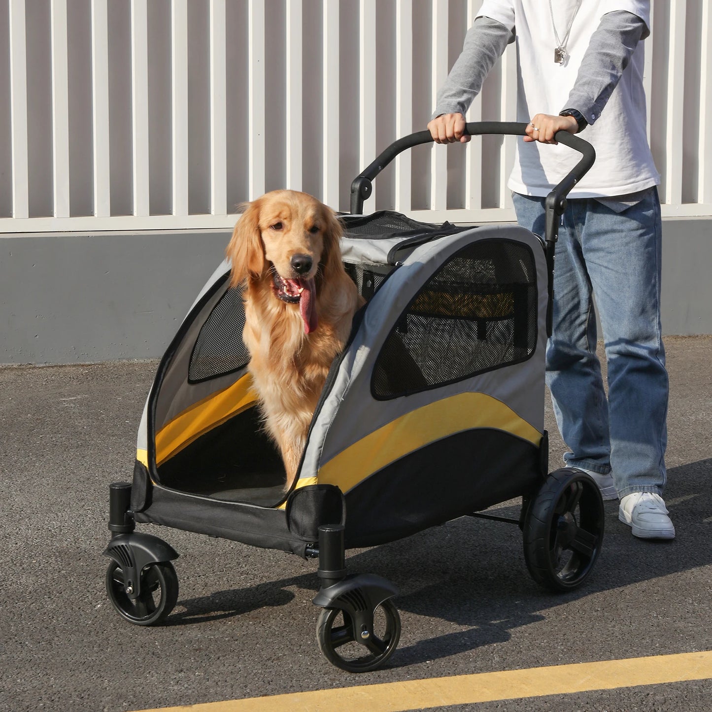 Portable Four Wheel Dog Stroller Foldable Travel Carrier