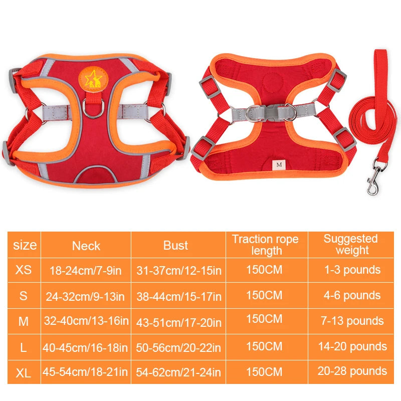 Dog Harness With Reflective Straps Soft Mesh Breathable Comfort Walking