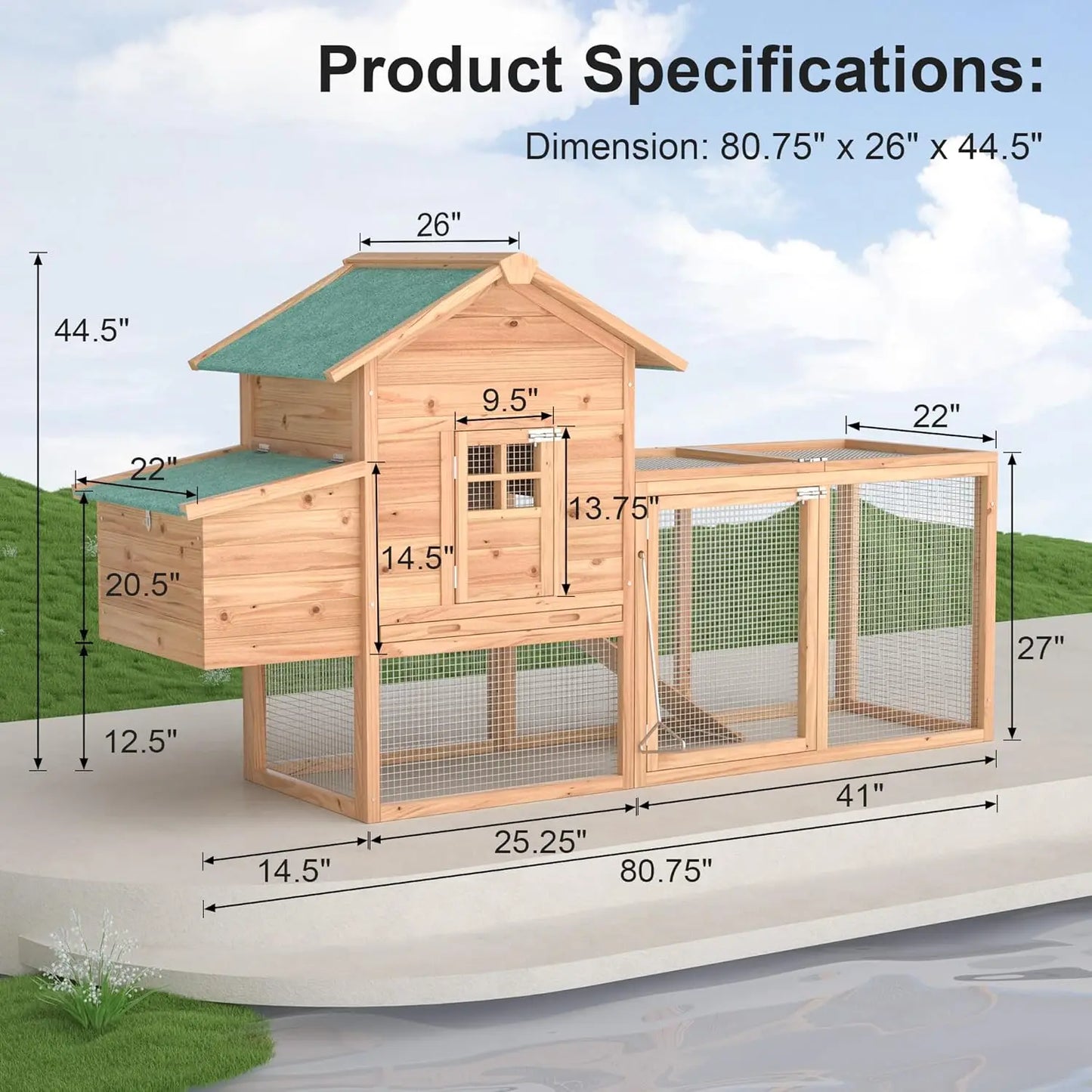 Outdoor Chicken Coop For 2-4 Chickens Wooden Hen House