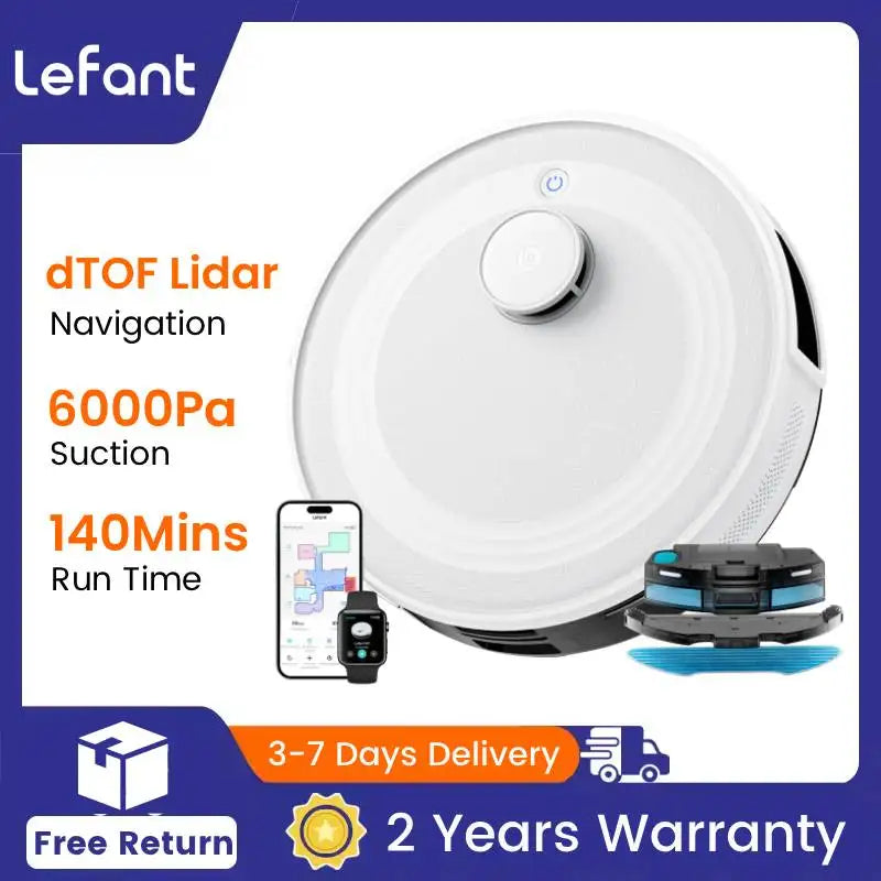 Robot Vacuum Cleaner, Laser Navigation, Anti-Tangle, Selected Area Cleaning, Ideal for Pet Hair, Carpets, freeing up your cleaning time for "Me time".