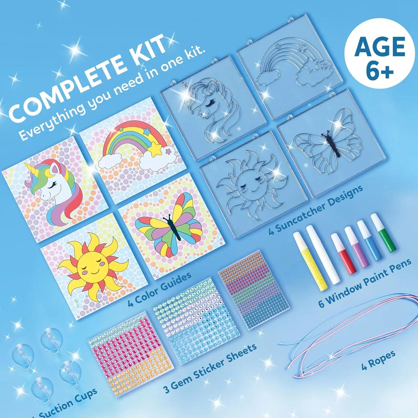 4PCS Window Art 2-in-1 Gems and Gels Suncatchers for Kids Craft time and artistic play.