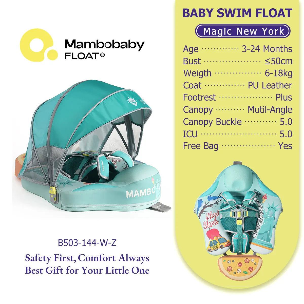 Non-Inflatable Baby Pool Float With Parasol for Adult Supervised Pool time with Littles