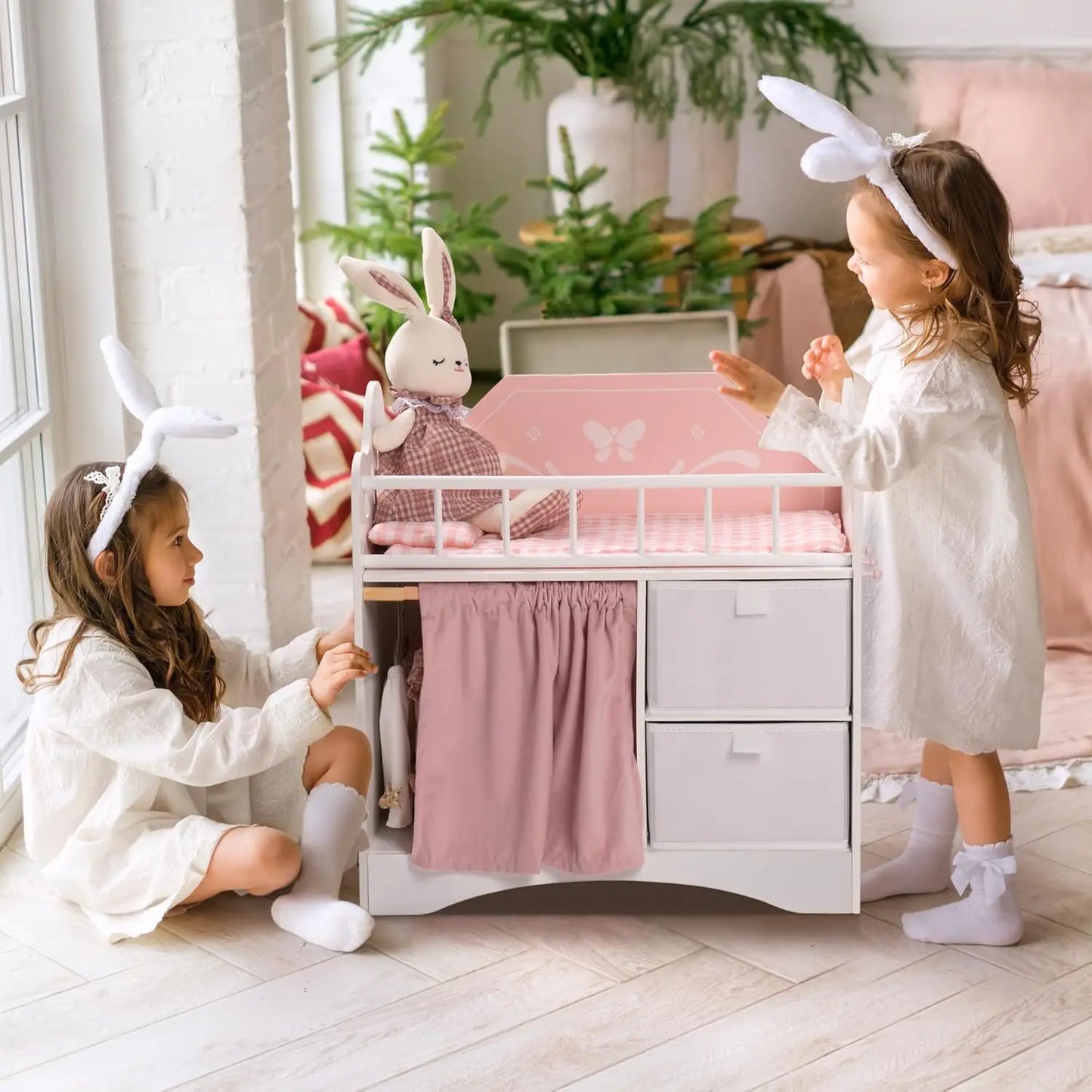 Rolife Robotime Baby Doll Crib Wooden Toy With Storage