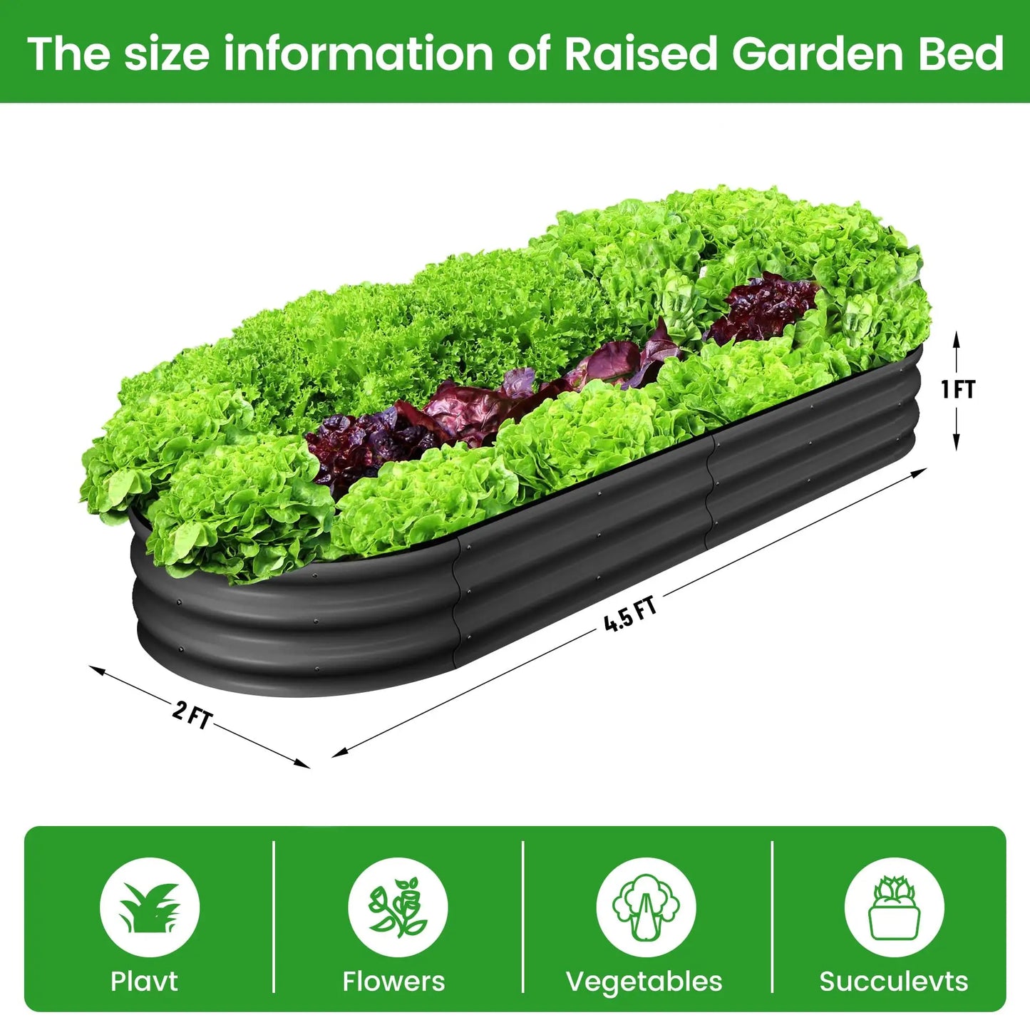2-Pack Oval Galvanized Steel Raised Garden Bed with Open Base,  Safety Edge Metal Planter Box, Raised Beds for Vegetables, Flowers, Herbs