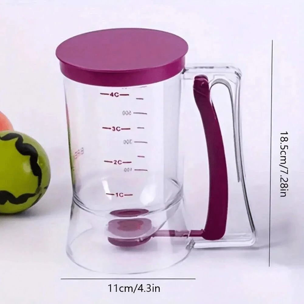 Pancake Batter Dispenser With Handle, Pairs with mini Pancake griddle, Batter Mixing Dispenser, Perfect For Pancakes, Cupcakes, Waffles, Muffin Batter, Cakes, use with Cupcake Liners. A great Kitchen Tool for Family Gathering