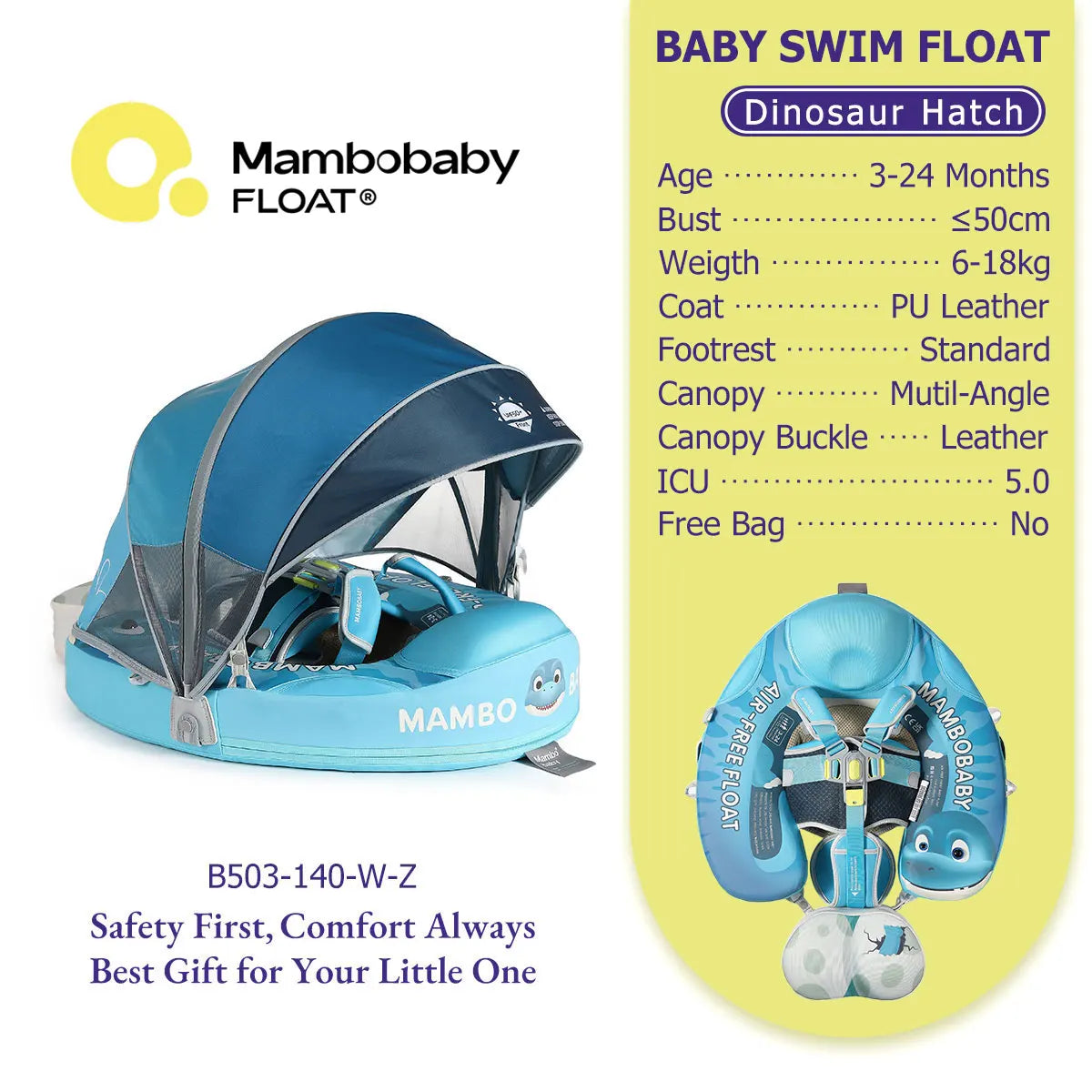 Non-Inflatable Baby Pool Float With Parasol for Adult Supervised Pool time with Littles
