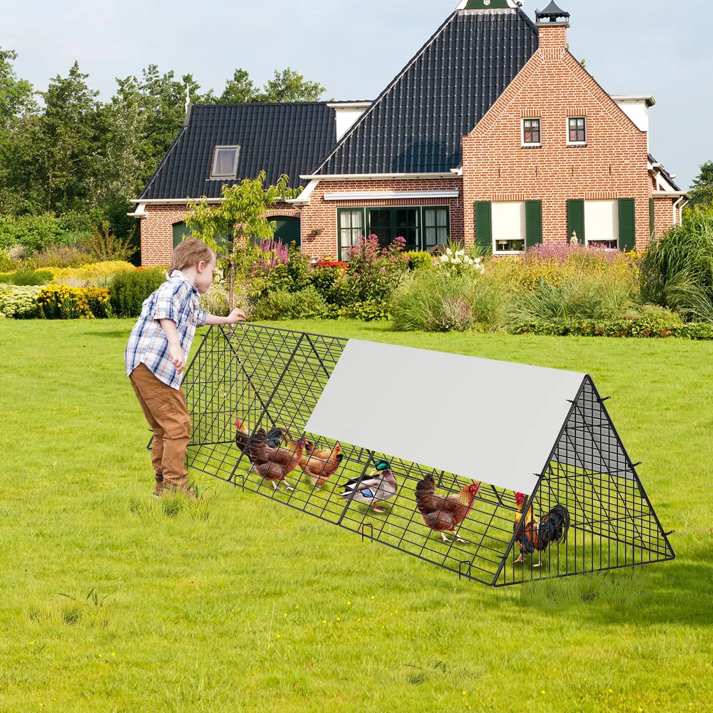 HiMISS Metal Chicken Tunnel Outdoor Yard Poultry Cage For Hens