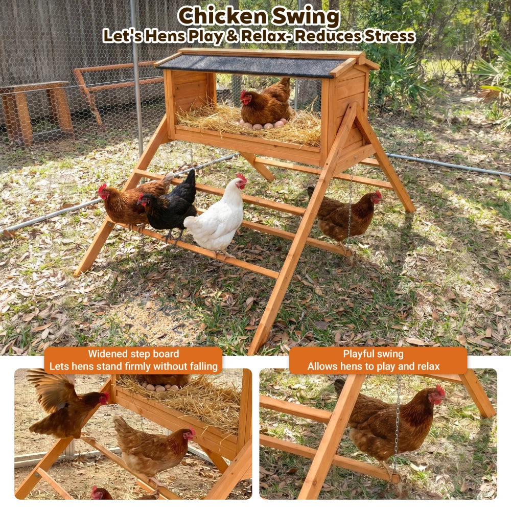 Chicken Nesting Box With Asphalt Roof Perch For Coop
