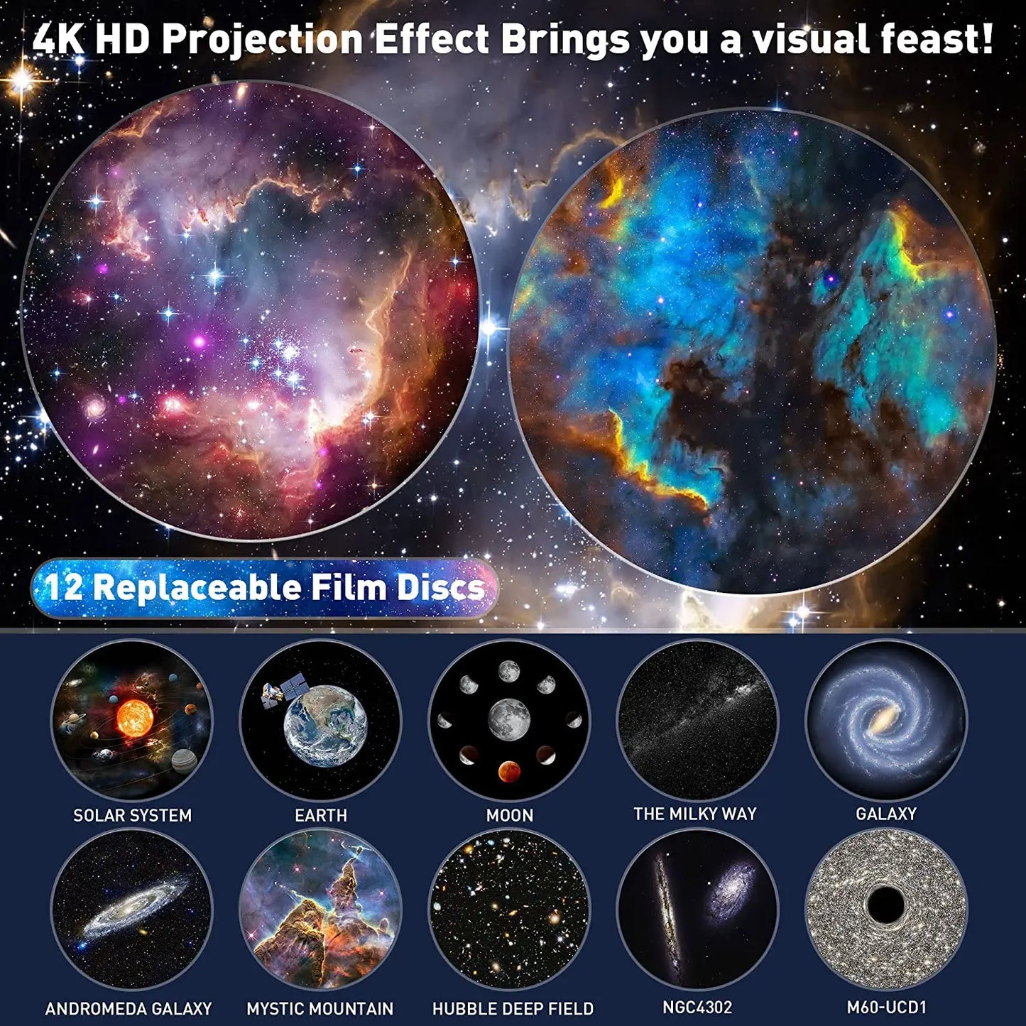 Star Projector 360 Degree Galaxy Night Light With Timer, making your room a mini-Planetarium