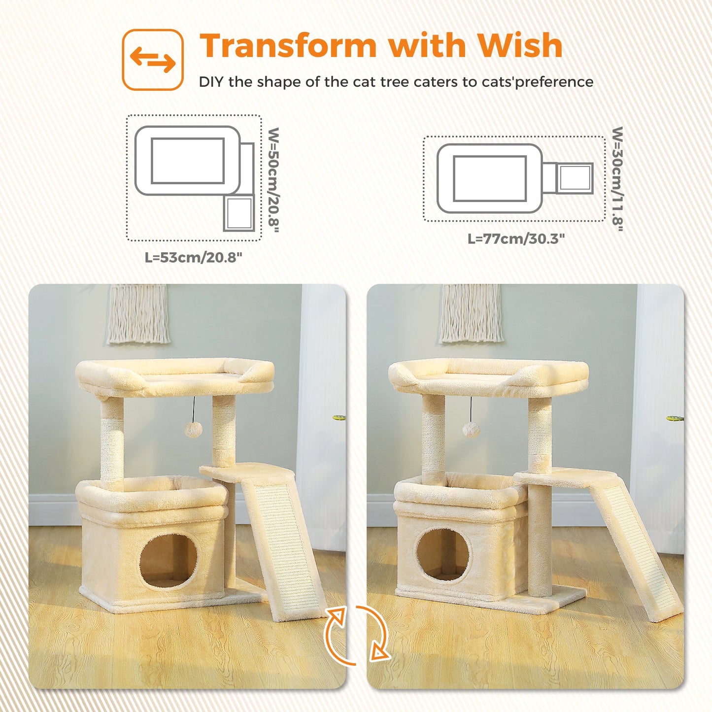 2 Story Cat Tree With Sisal Scratching Post for places to rest and observe for 2 Cat families