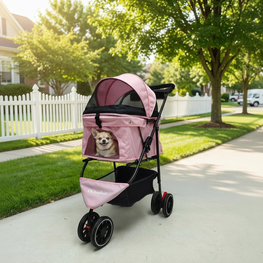 Stylish Pet Stroller, Foldable Carrier For Outdoors And Travel when your Pet needs a Lift!