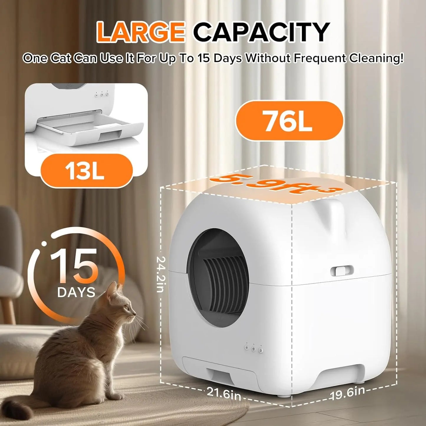 Self Cleaning Litter Box Automatic for Multiple Cats with App, Keeping your Rooms Odor Free