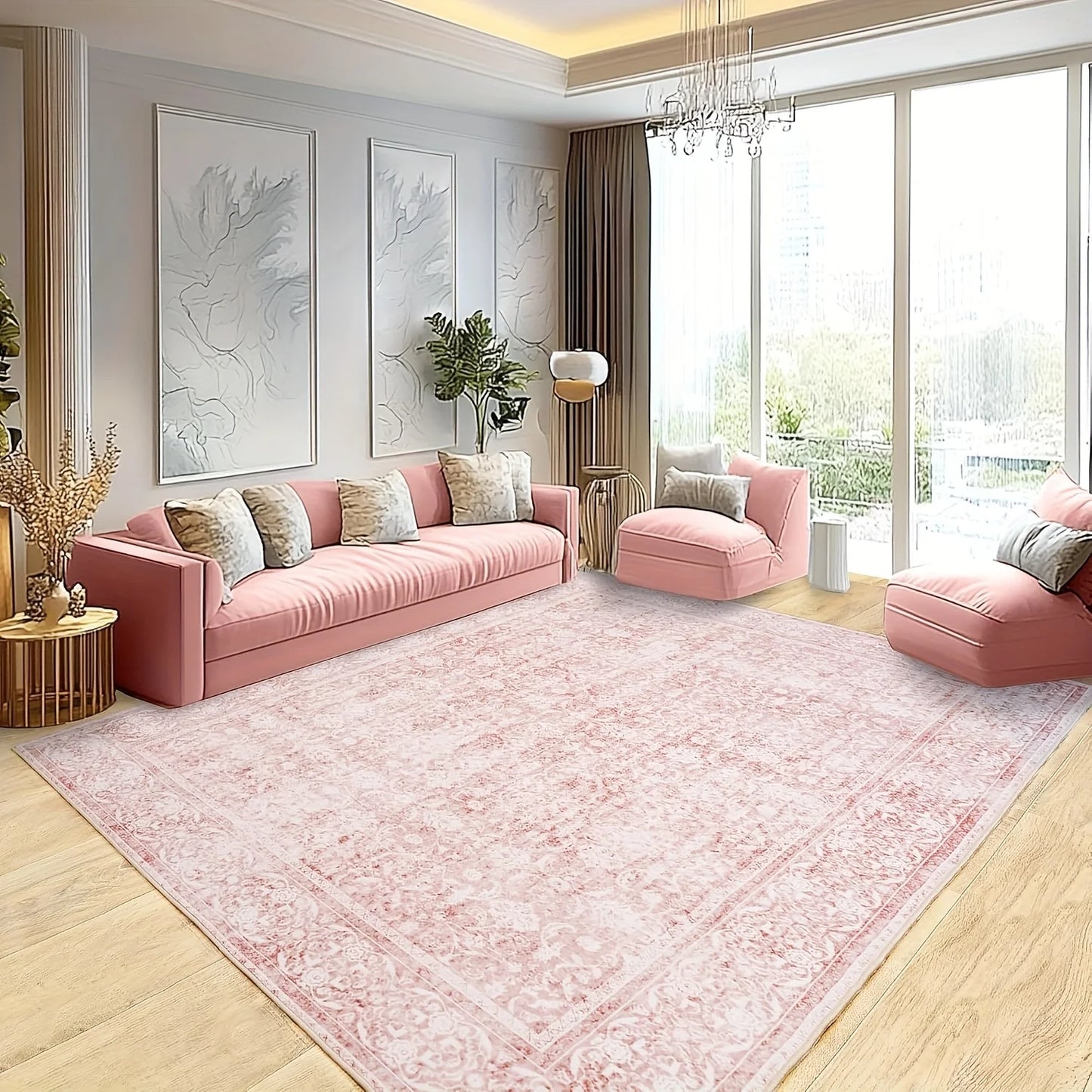 Vintage Floral Area Rug, Washable adding Charm to any Room