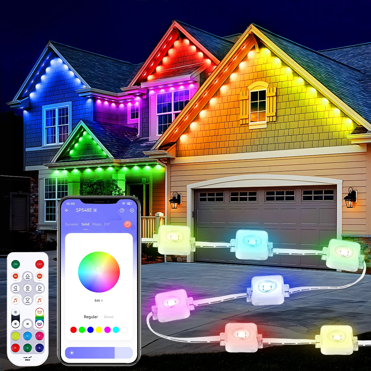 Permanent Outdoor Lights, 100ft/150FT Festive Lights with 60/90 LED Lights, Waterproof, 100 Scene Modes