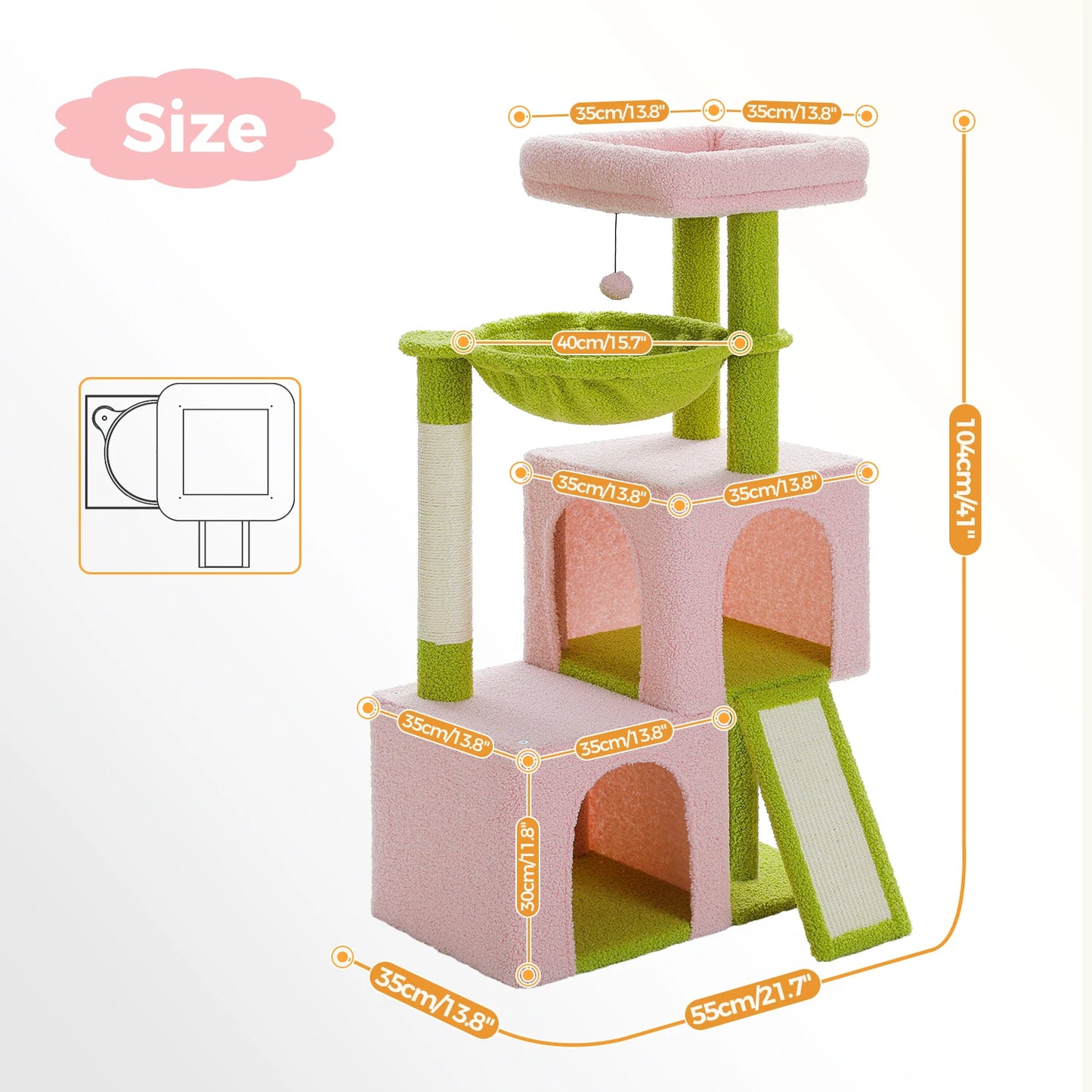 Indoor Multi-Level Cat Tower With Sisal Scratching Pads for exercise, resting, observing
