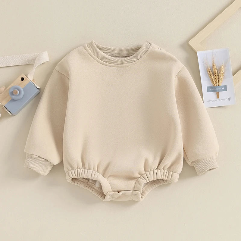 Infant Fleece Hooded Romper Unisex Jumpsuit Soft Cozy