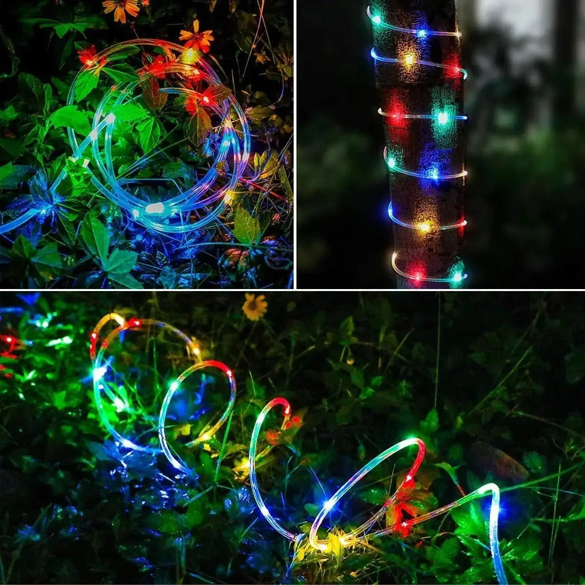 IEEYEEY LED Solar Strip Rope Fairy Lights For Outdoor Garden Decor