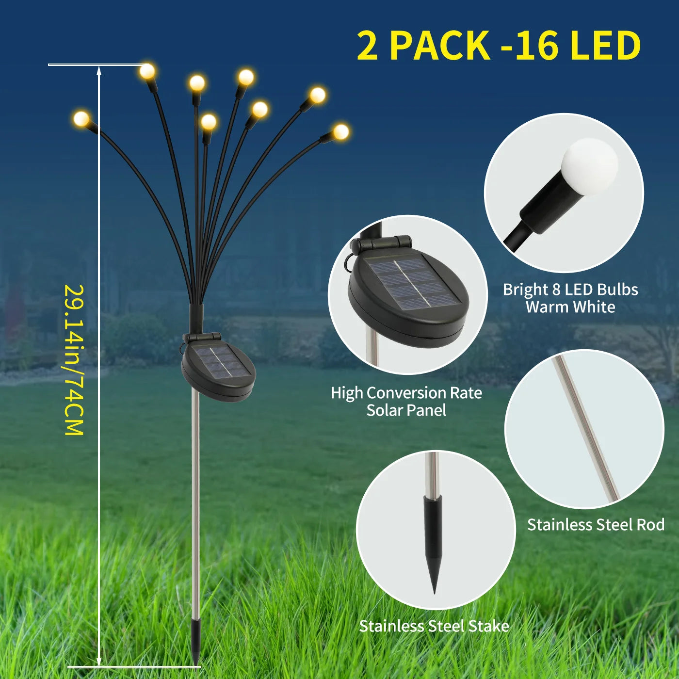 Solar Firefly Lights Outdoor LED Garden Pathway Decor