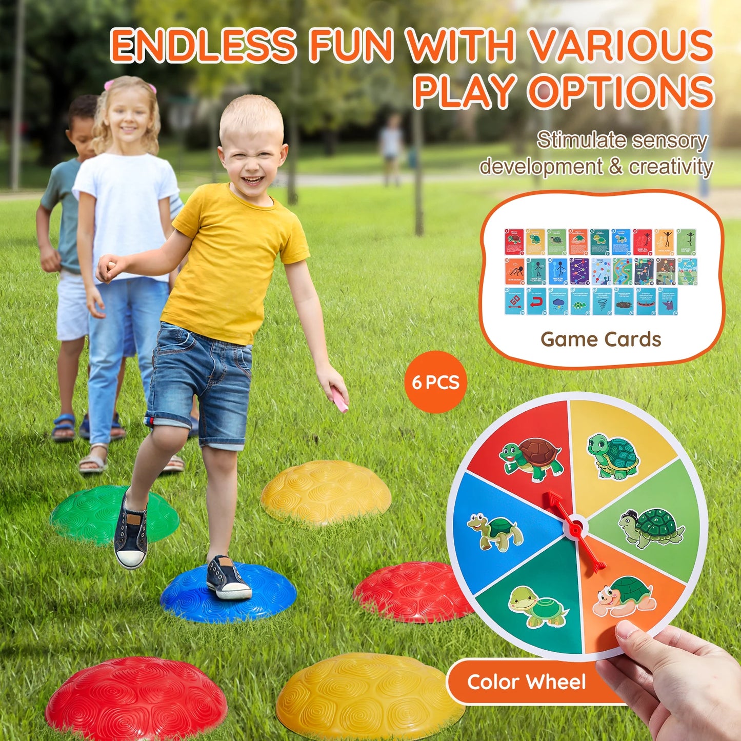 SucceBuy Kids Turtle Balance Stepping Stones Set For Outdoor Play