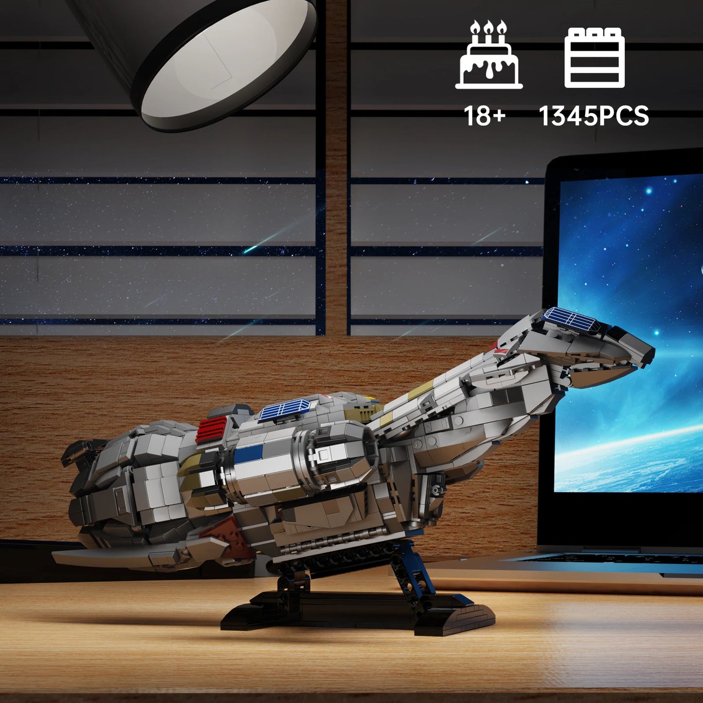 Spaceship Building Blocks Shuttle with Display Stand for kids, families and Space Fans(1345 Pieces).