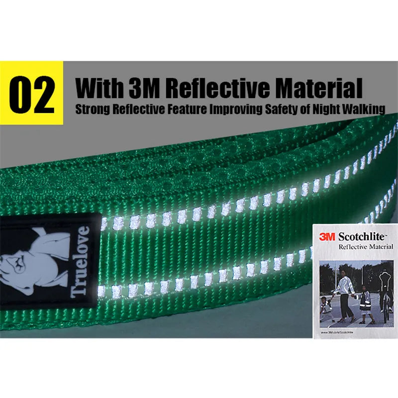 Soft Reflective Pet Leash of Nylon Mesh and Padded Handle for Safe and Comfortable Dog Walks