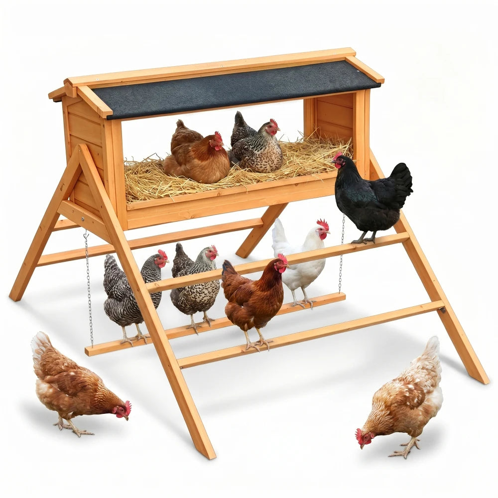 Chicken Nesting Box With Asphalt Roof Perch For Coop