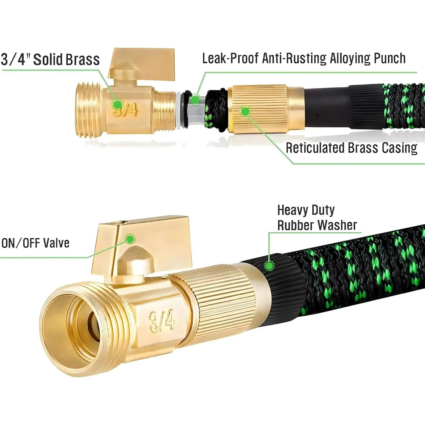 Non-Expandable Garden Hose With 10-Function Nozzles Guaranteed not to Tangle