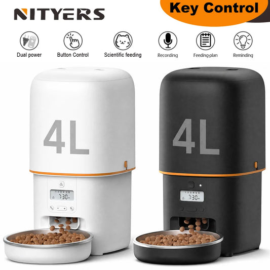 Nityers Automatic Pet Food Dispenser With Key Control Voice Recorder