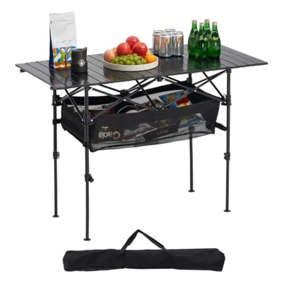 Folding Camping Table, Portable Roll Up Side Tables, Lightweight Aluminum Beach Table for Outdoor BBQ, Tailgating, Picnic, Travel