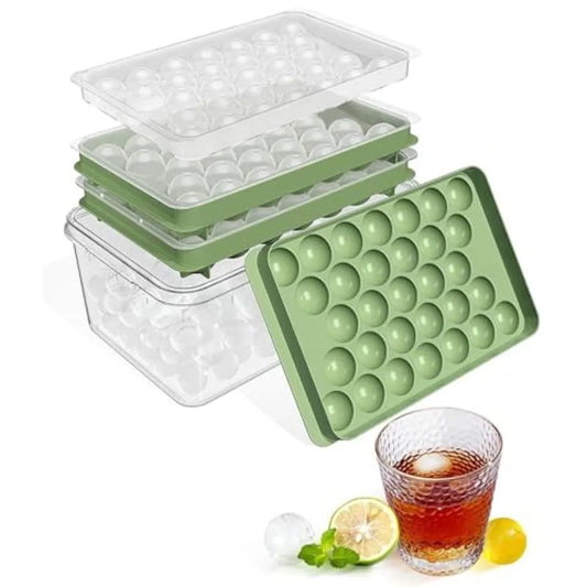 Ice Cube Tray with Lid and Bin, Ice Tray, 62 Round Ice Trays for Freezer, BPA-Free Plastic Ice Cube Molds, Easy Release Ice Bal