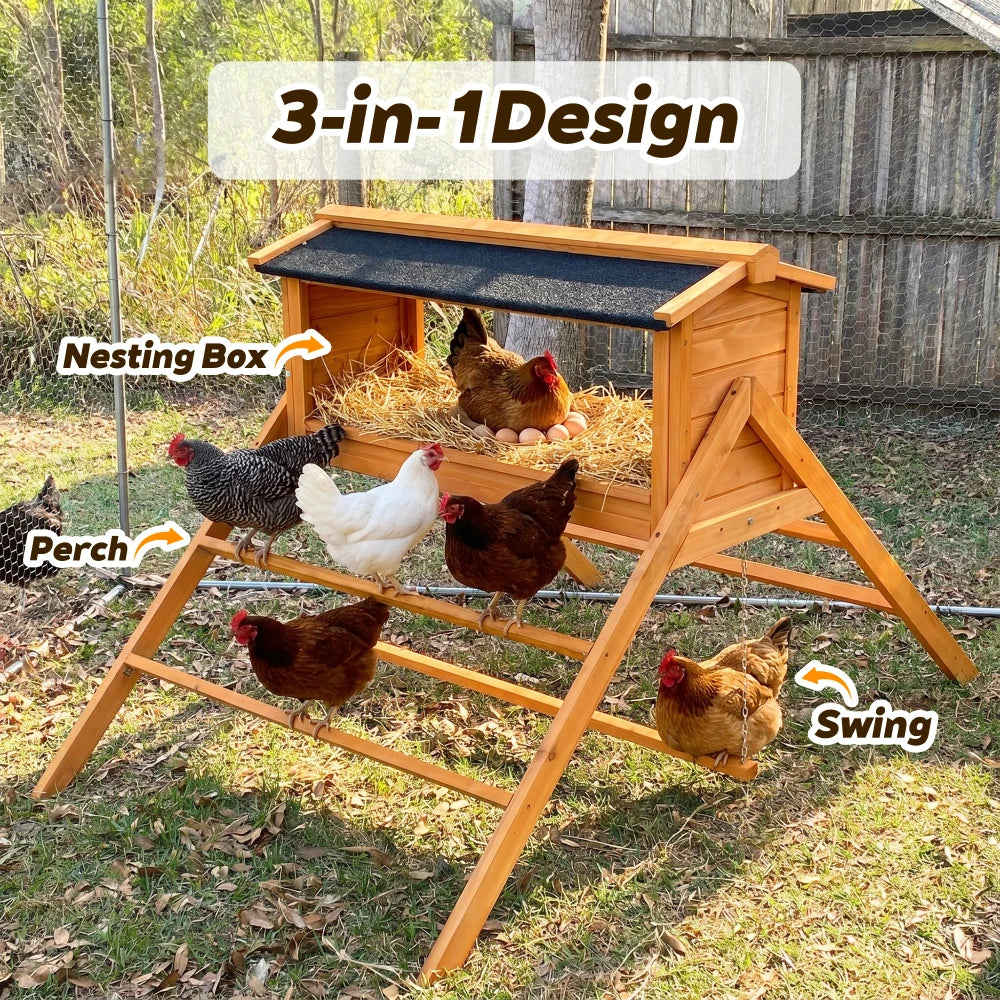 Chicken Nesting Box With Asphalt Roof Perch For Coop