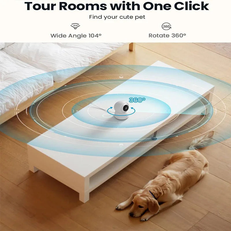 Indoor Home Security Camera with 2.4/5GHz, WiFi, Smart Pet Camera with App,Plug-In Night Vision, Two-way Talk to connect with pets when away.
